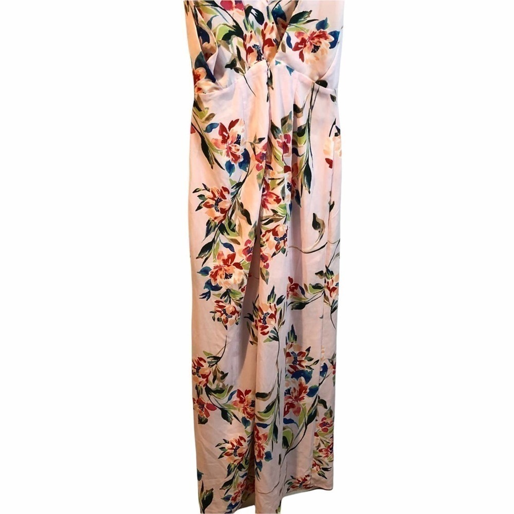 Lush floral draped front side split maxi dress size small - Picture 9 of 11